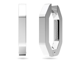 Load image into Gallery viewer, Dextera hoop earrings Octagon, Pavé, Medium, White, Rhodium plated