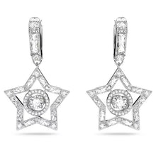 Load image into Gallery viewer, Stella hoop earrings Star, White, Rhodium plated