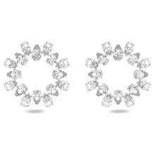 Load image into Gallery viewer, Millenia hoop earrings Circle, Pear cut, Medium, White, Rhodium plated