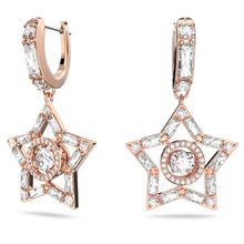 Load image into Gallery viewer, Stella hoop earrings Star, White, Rose gold-tone plated