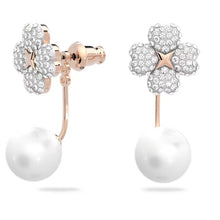 Load image into Gallery viewer, Latisha earring jackets Flower, White, Rose gold-tone plated