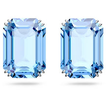 Load image into Gallery viewer, Millenia drop earrings Octagon cut, Blue, Rhodium plated