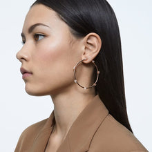 Load image into Gallery viewer, Swarovski Constella hoop earrings White, Rose-gold tone plated