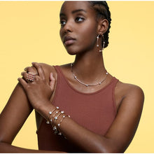 Load image into Gallery viewer, Swarovski Constella hoop earrings White, Rose-gold tone plated
