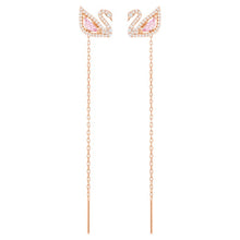 Load image into Gallery viewer, Swarovski Dazzling Swan Pierced Earrings, Multi-colored, Rose-gold tone plated