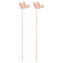 Load image into Gallery viewer, Swarovski Dazzling Swan Pierced Earrings, Multi-colored, Rose-gold tone plated