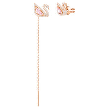 Load image into Gallery viewer, Swarovski Dazzling Swan Pierced Earrings, Multi-colored, Rose-gold tone plated