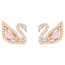 Load image into Gallery viewer, Swarovski Dazzling Swan Pierced Earrings, Multi-colored, Rose-gold tone plated