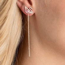 Load image into Gallery viewer, Swarovski Dazzling Swan Pierced Earrings, Multi-colored, Rose-gold tone plated
