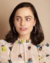 Load image into Gallery viewer, Val Rose Gold Hoop Earrings Iridescent Crystal