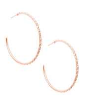 Load image into Gallery viewer, Val Rose Gold Hoop Earrings Iridescent Crystal