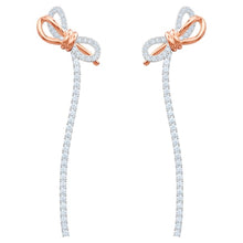 Load image into Gallery viewer, Swarovski Lifelong Bow Pierced Earrings, White, Mixed metal finish
