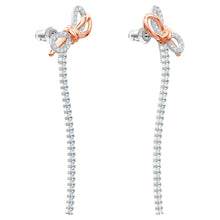 Load image into Gallery viewer, Swarovski Lifelong Bow Pierced Earrings, White, Mixed metal finish