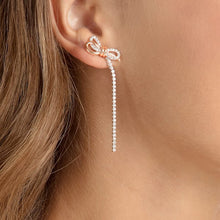Load image into Gallery viewer, Swarovski Lifelong Bow Pierced Earrings, White, Mixed metal finish