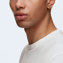 Load image into Gallery viewer, Swarovski Men's Sleek Stud Pierced Earrings Gray, Ruthenium plated