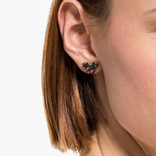 Load image into Gallery viewer, Swarovski Mickey Pierced Earrings, Black, Gold-tone plated