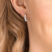 Load image into Gallery viewer, Swarovski Stone Pierced Earrings, White, Rhodium plated