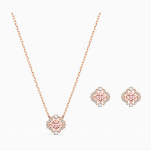 Load image into Gallery viewer, SWAROVSKI SPARKLING DANCE CLOVER SET, PINK, ROSE-GOLD TONE PLATED