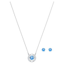 Load image into Gallery viewer, Swarovski Swarovski Sparkling Dance Round Set, Blue, Rhodium plated