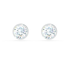 Load image into Gallery viewer, Swarovski Tennis Stud Pierced Earrings, White, Rhodium plated