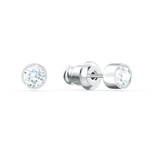 Load image into Gallery viewer, Swarovski Tennis Stud Pierced Earrings, White, Rhodium plated