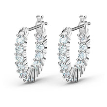 Load image into Gallery viewer, Swarovski Vittore Mini Hoop Pierced Earrings, White, Rhodium plated