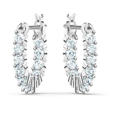 Load image into Gallery viewer, Swarovski Vittore Mini Hoop Pierced Earrings, White, Rhodium plated